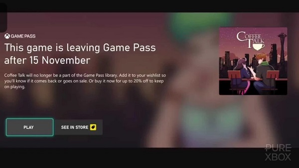Ny Xbox Game Pass-funksjon: brukere av tjenesten vil nå motta varsler om spill som snart forlater katalogen.-3