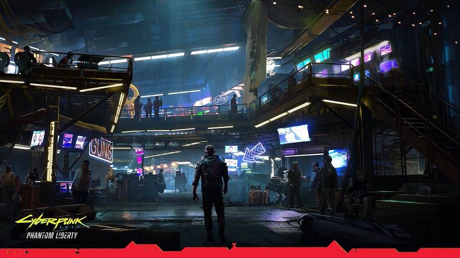Cyberpunk 2077 இன் டெவலப்பர்கள் Phantom Liberty-2 விரிவாக்கத்தின் மைய இடங்களில் ஒன்றின் வளிமண்டலக் கலையை வழங்கினர்.