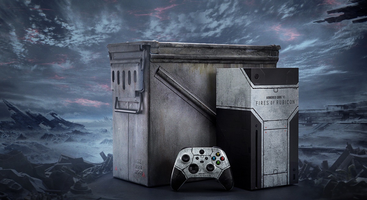 Microsoft invite les utilisateurs de Twitter/X à participer à un tirage au sort pour gagner une console Xbox Series X unique dans le style d'Armored Core 6 Fires of Rubicon.