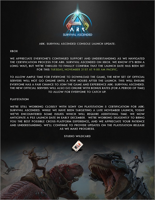 ARK: Survival Ascended slippes på Xbox Series i dag, mens PlayStation 5-versjonen er forsinket igjen.-2