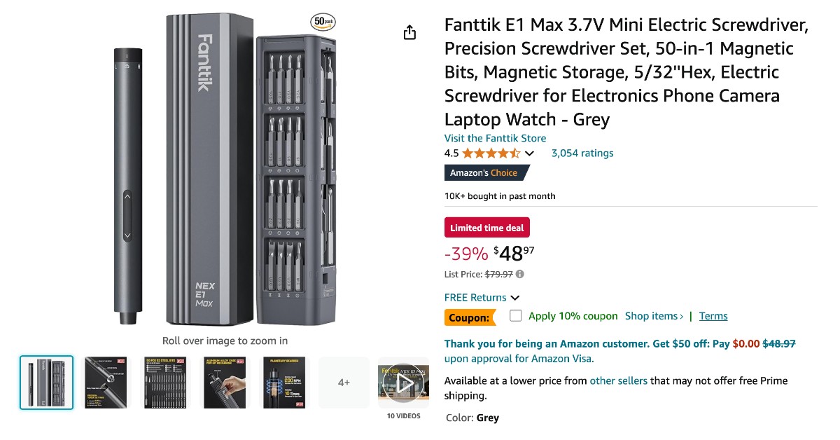 Fanttik E1 Max 3.7V Mini Electric Screwdriver - Now $31 Off!