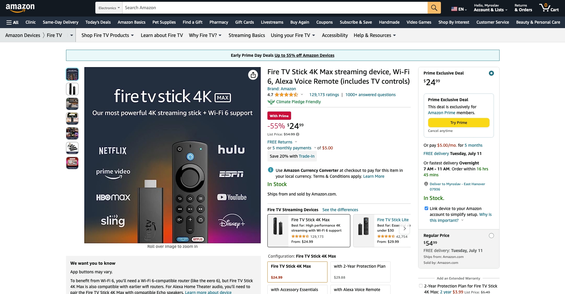 Fire TV Stick 4K with 2-Year Protection Plan