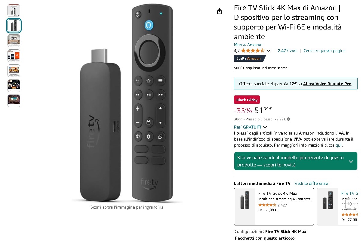 Fire TV Stick 4K Max di Amazon