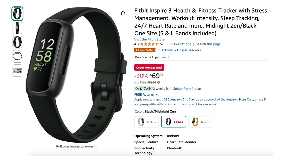 Fitbit Inspire 3 Health & Fitness Tracker