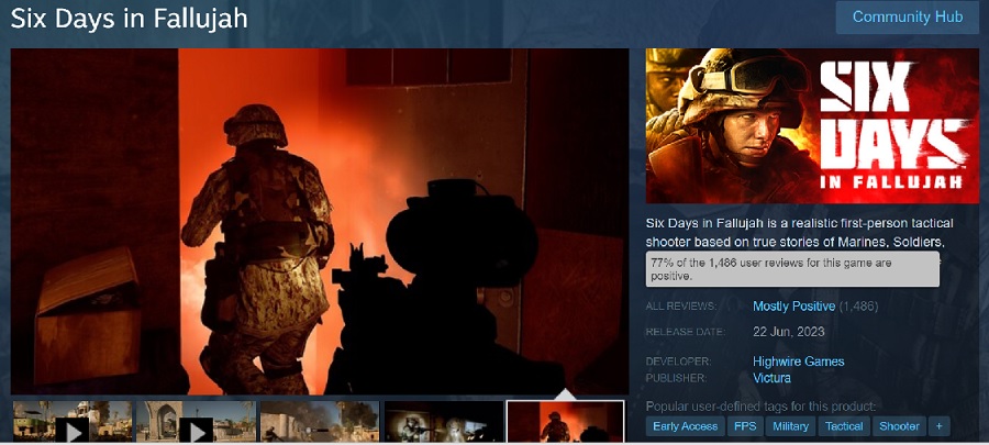 De schandalige shooter Six Days in Fallujah is nu verkrijgbaar op Steam. Gamers hebben de vroege versie van het spel geprezen, maar erkennen een aantal gebreken-2