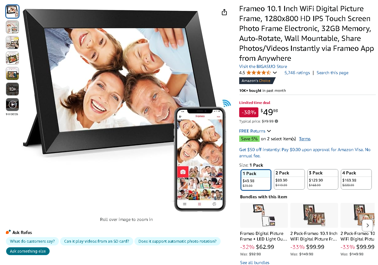 Frameo 10.1 Inch WiFi Digital Picture Frame