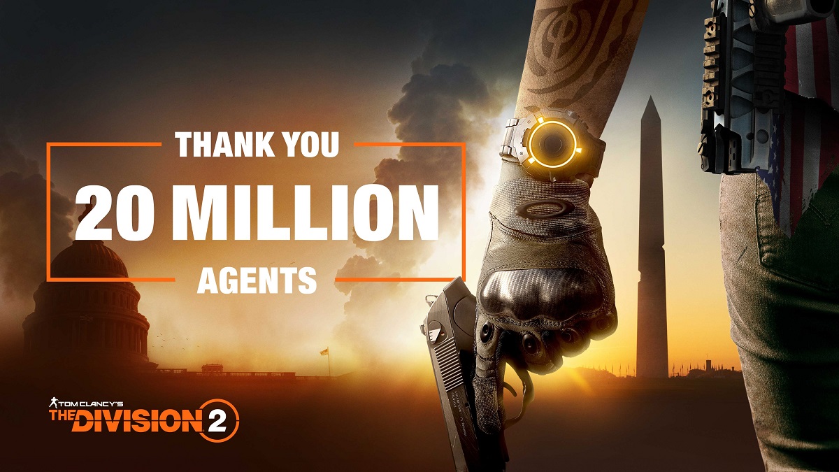 Шутер The Division 2 залучив понад 20 мільйонів геймерів. Розробники дякують за увагу до своєї гри та запрошують на стрім, присвячений наступному великому оновленню