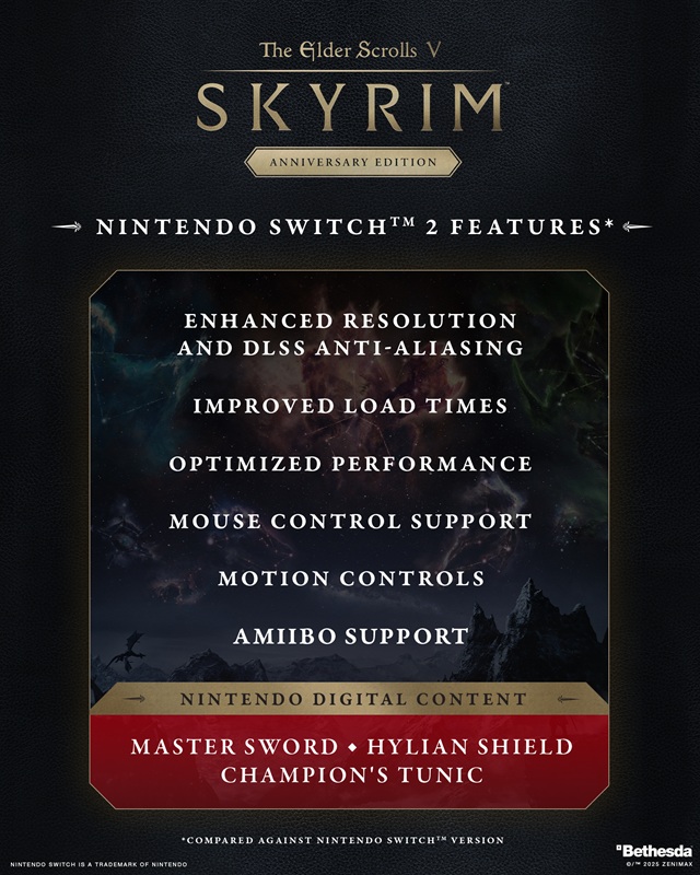 Скриншот игры Skyrim на Nintendo Switch 2