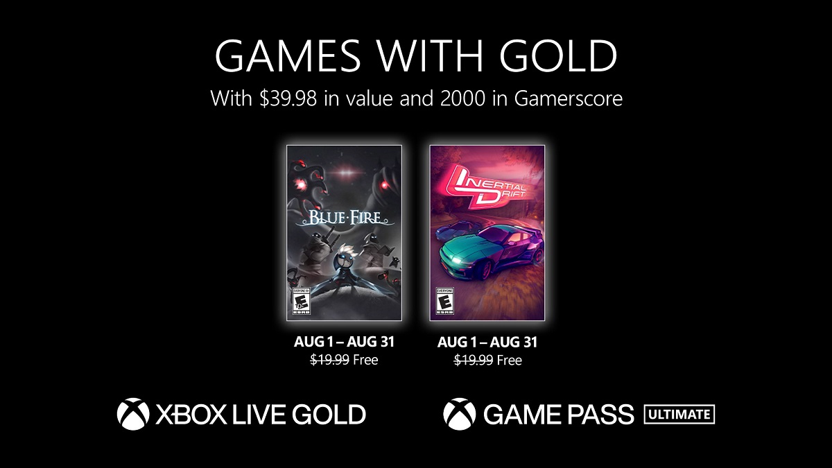 Xbox Live Gold-abonnenter får to flotte spill i august: Blue Fire og Inertial Drift.
