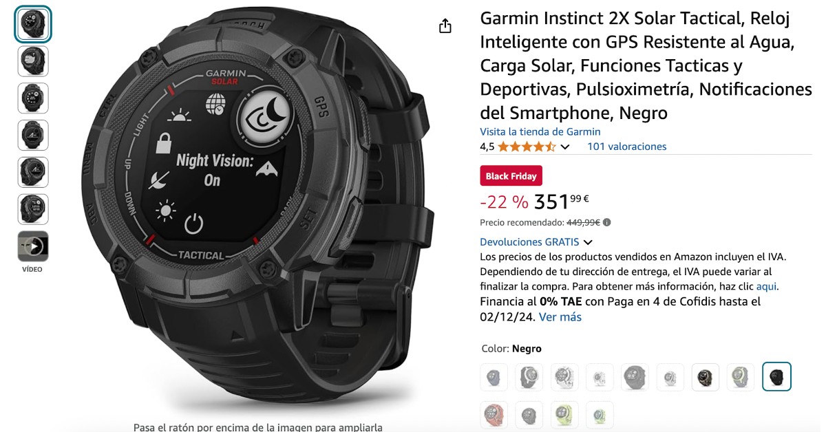 Garmin Instinct 2X Solar Táctico Reloj Inteligente