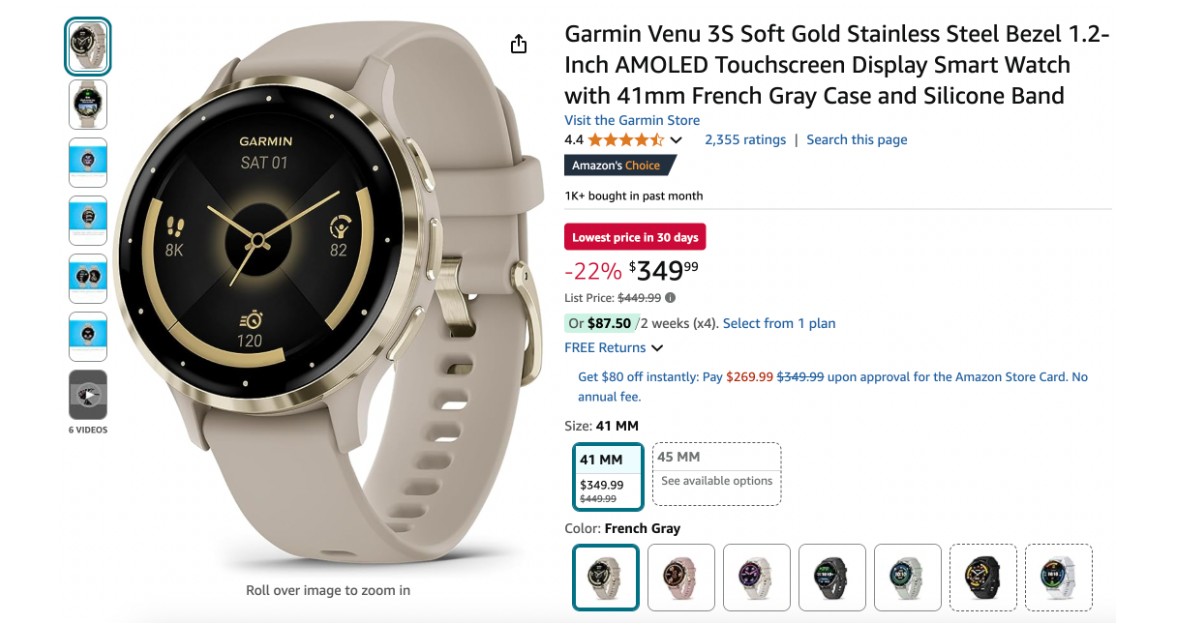 Garmin Venu 3S Smart Watch - $100 Discount! Don't miss it!