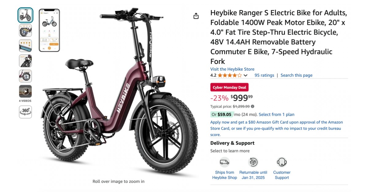 Heybike Ranger S Electric Bike for Adults - $300 OFF! Great Opportunity!