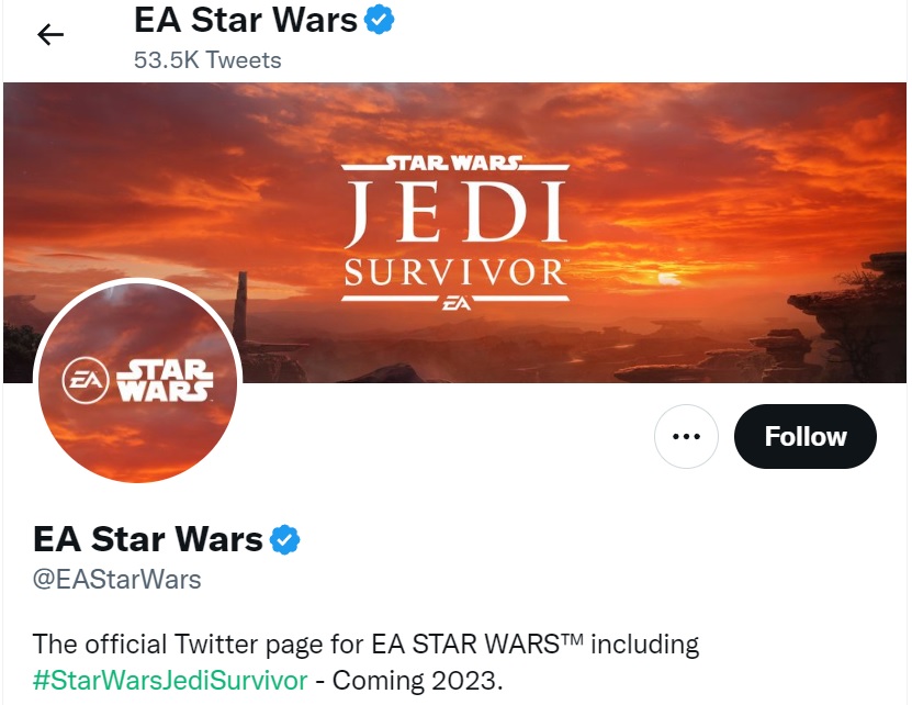 Electronic Arts se prépare à la présentation de Star Wars Jedi : Survivor ? La société a mis à jour le design du compte Twitter officiel d'EA Star Wars-2