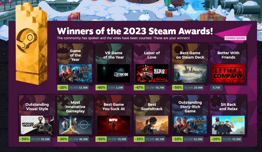 Vinnerne av The Steam Awards 2023 er kunngjort: Baldur's Gate III ble kåret til årets beste spill av spillerne.-2