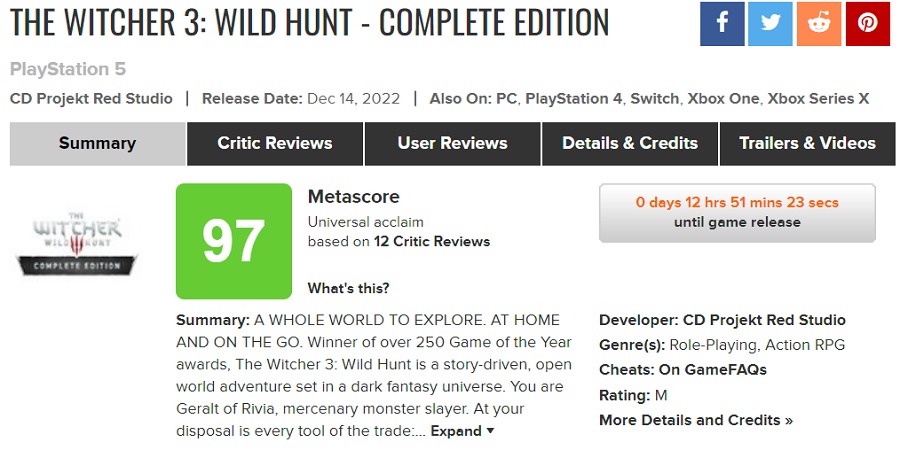 ¡El excelente juego acaba de mejorar aún más! La versión Nextgen de The Witcher 3: Wild Hunt recibió las mejores puntuaciones de la crítica-2