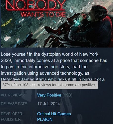 Еще одна отличная игра от польских разработчиков: геймеры высоко оценили детективный триллер Nobody Wants to Die-2