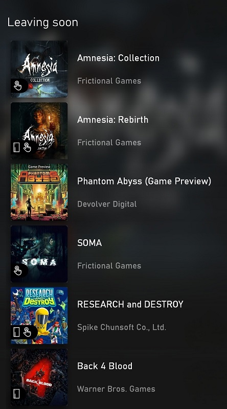 Amnesia : Rebirth, Soma, Back 4 Blood et trois autres jeux seront retirés du catalogue du Game Pass en avril.-2