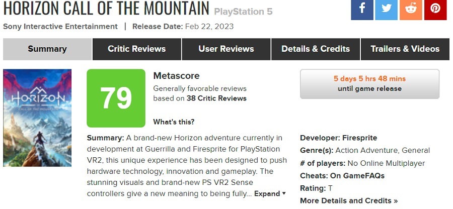 Критики высоко оценили VR-игру Horizon Call of the Mountain. Проект отлично демонстрирует возможности новой гарнитуры виртуальной реальности-2