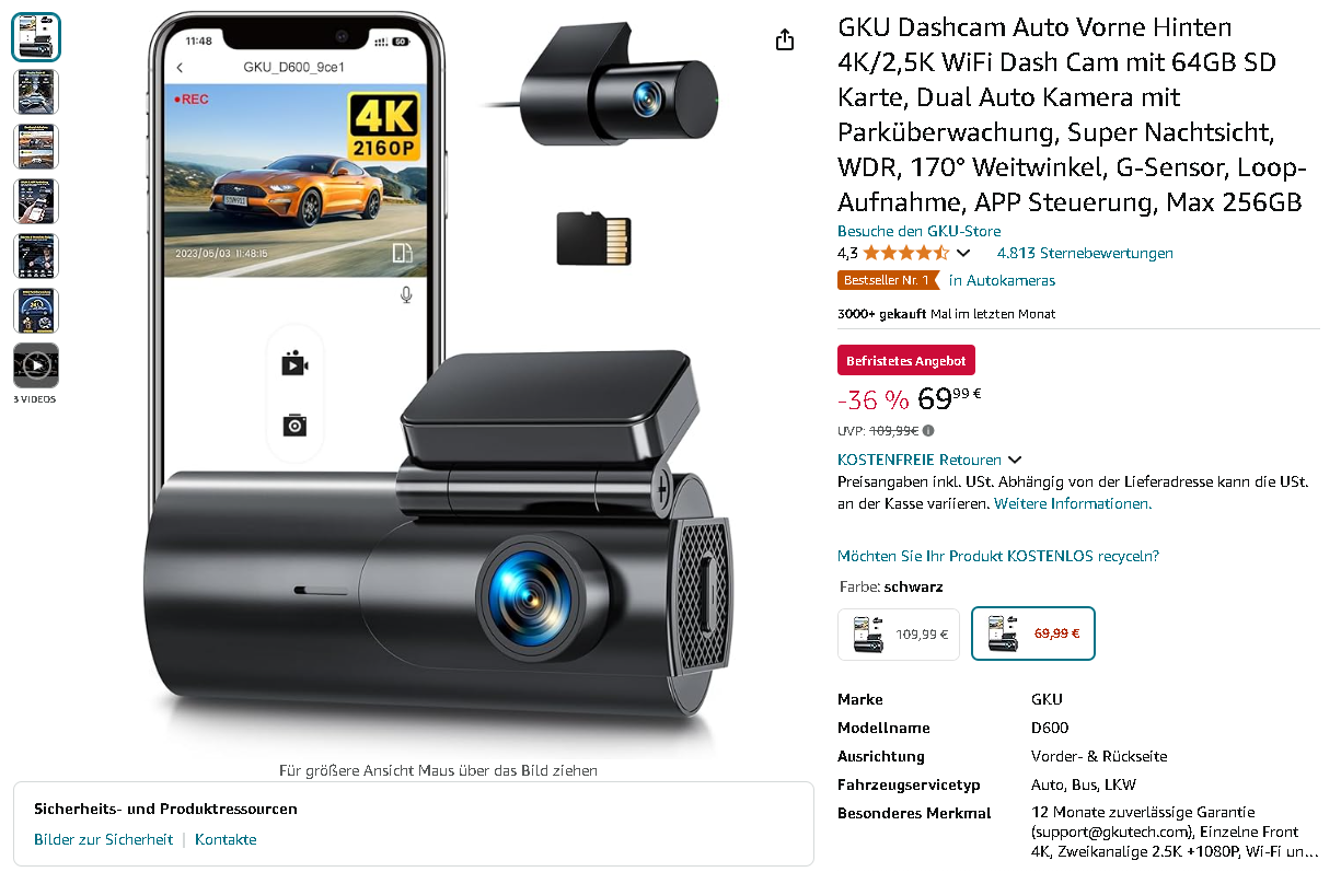 Screenshot der GKU Dashcam