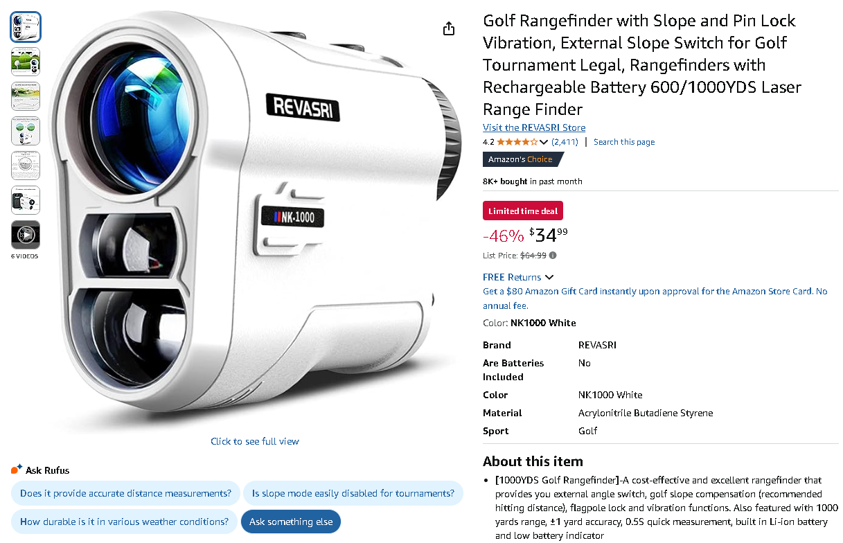 Screenshot of the REVASRI Golf Rangefinder