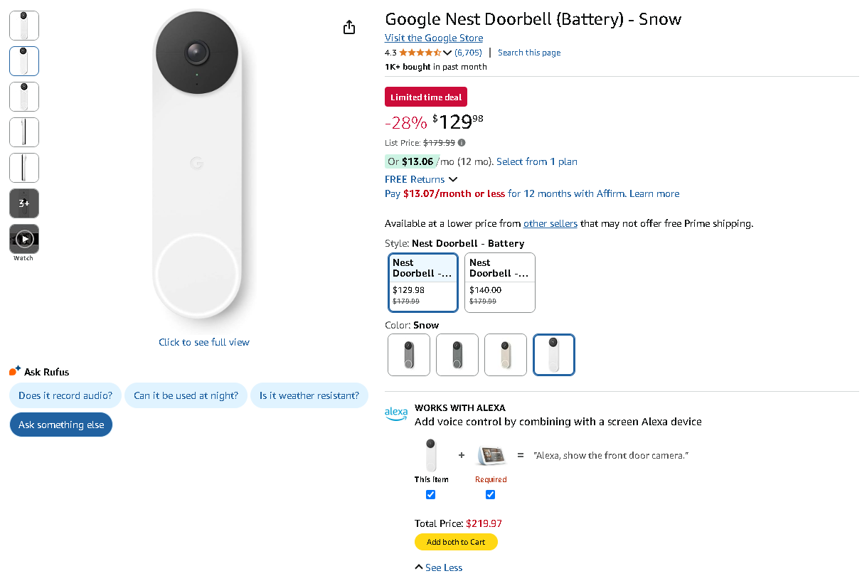 Screenshot of the Google Nest Doorbell