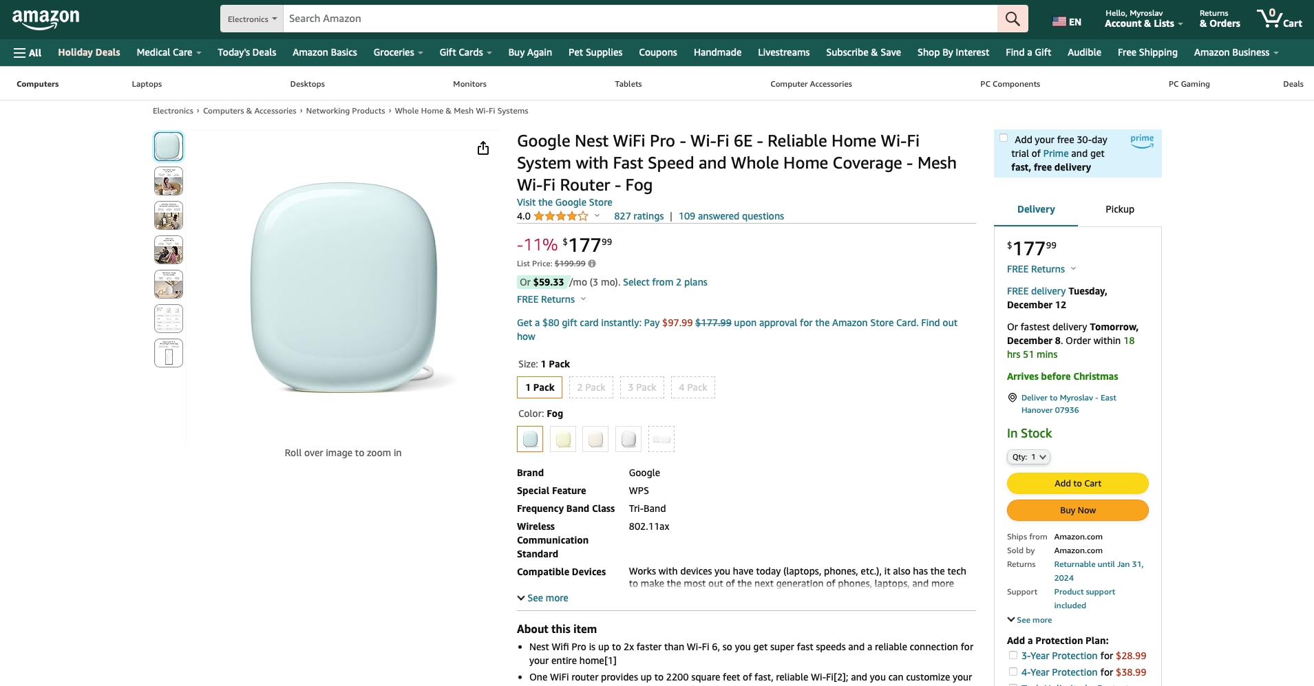 Google Nest Wifi Pro, Wi-Fi 6E, 4-pack