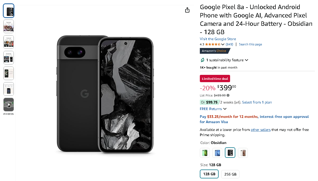 Google Pixel 8a smartphone