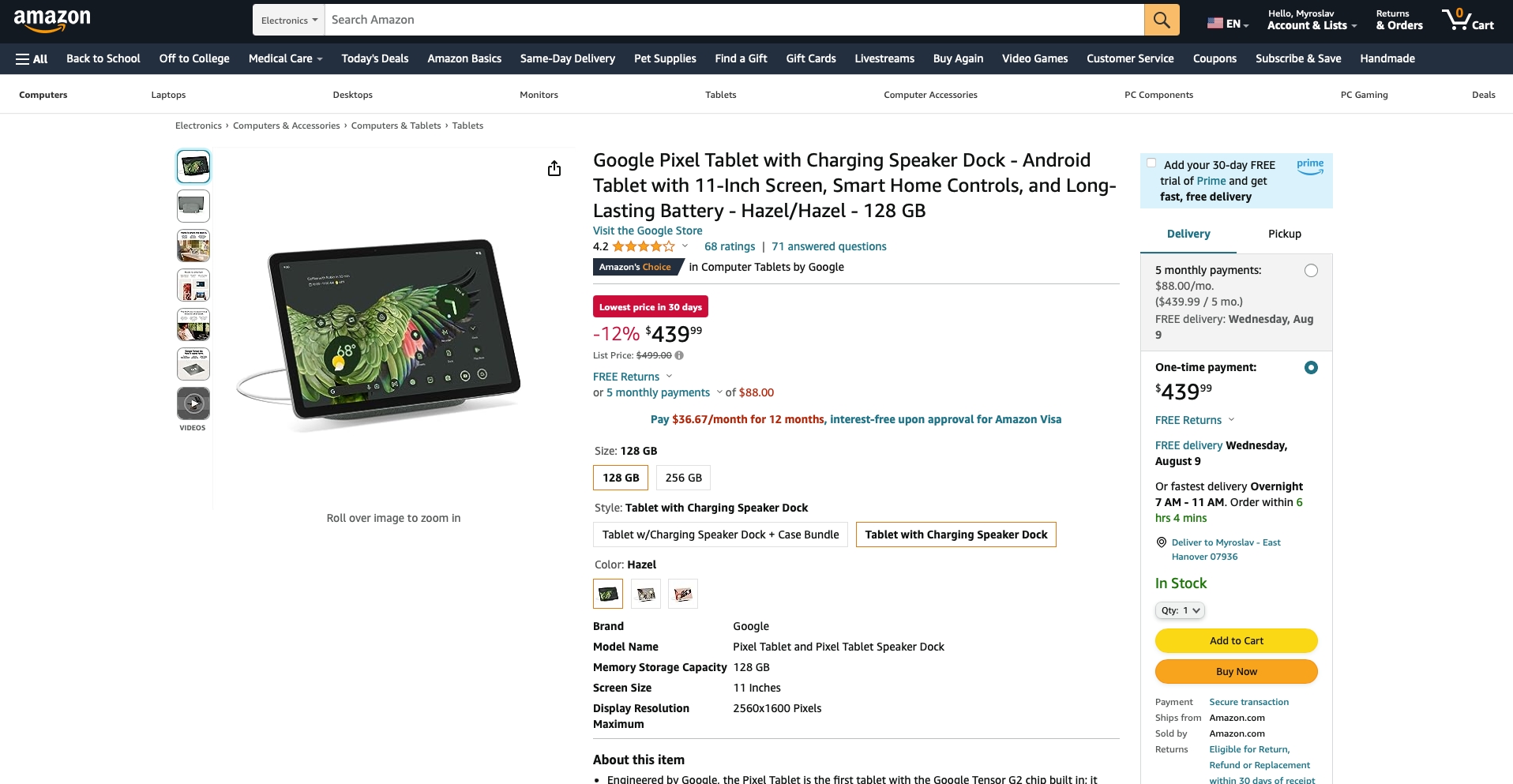 promotional Amazon to sale on is Google off: on $80 for Pixel Tablet Up price a the