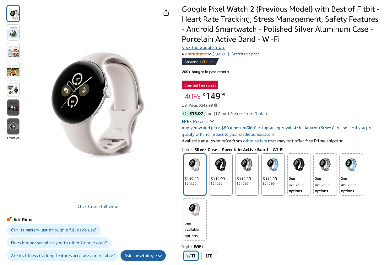 Screenshot of the Google Pixel Watch 2