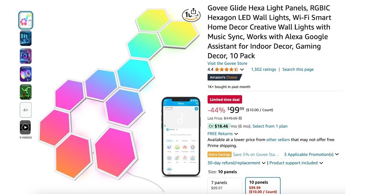  Govee Glide Hexa RGBIC Light Panels - Limited $80 Discount!