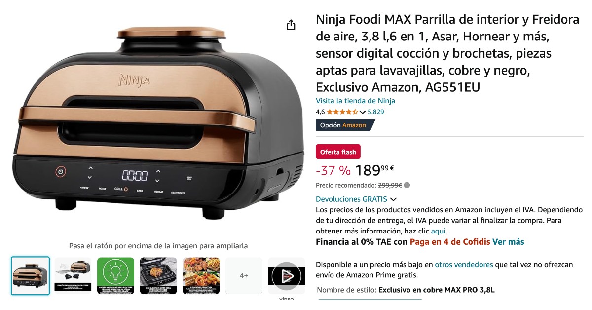 Ninja Foodi MAX Grill and Air Fryer - por tiempo limitado 110€ ¡Descuento!