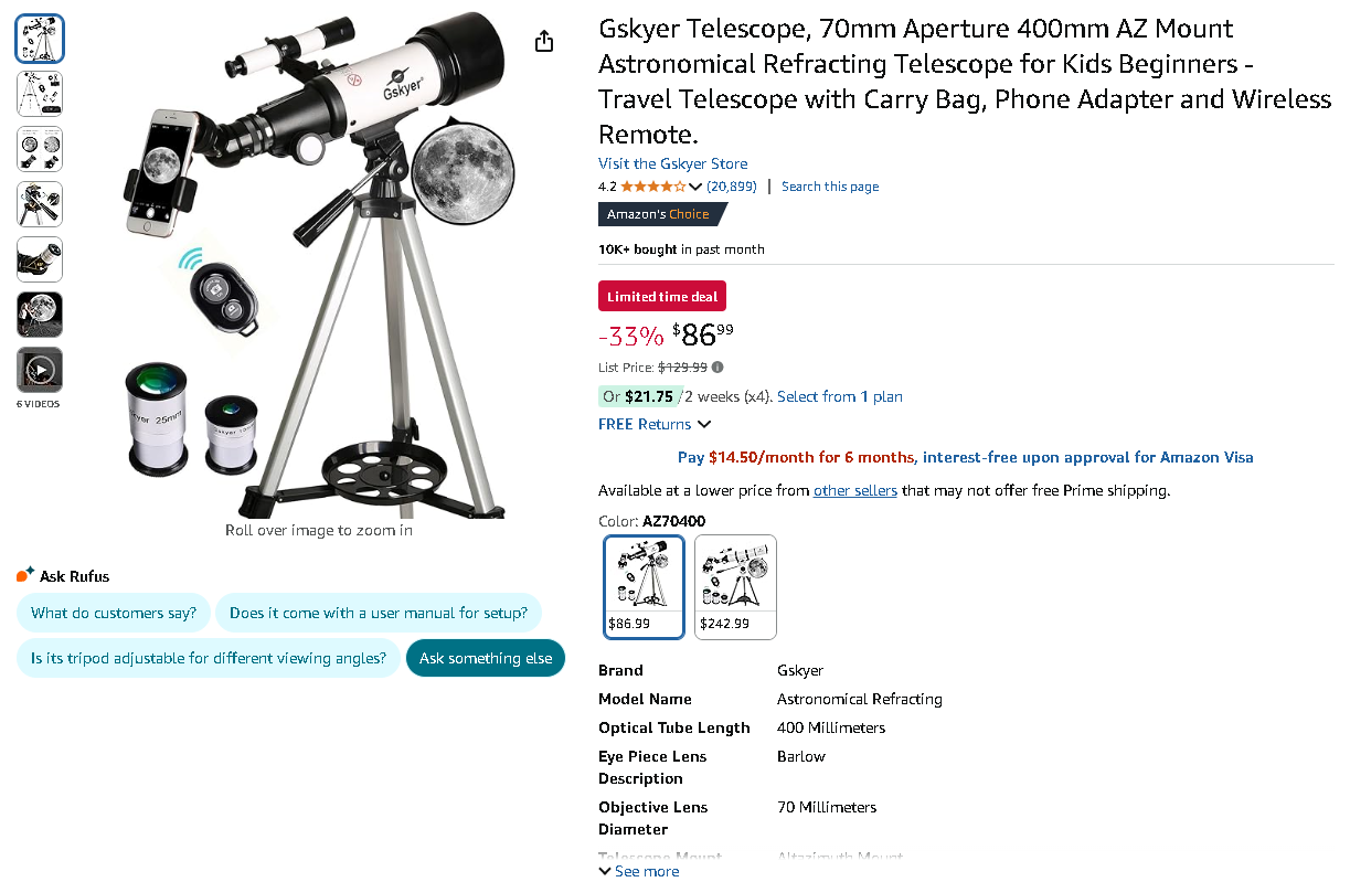Screenshot of the Gskyer Telescope
