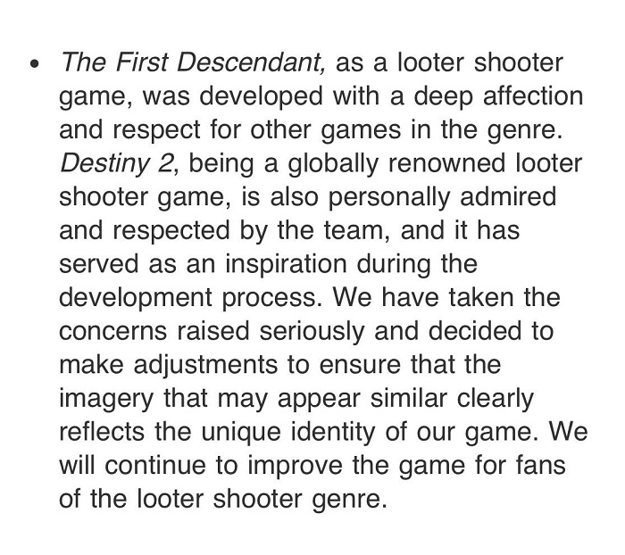 Розробники The First Descendant визнали схожість низки елементів їхньої гри з Destiny 2 і пообіцяли виправити весь плагіат-3