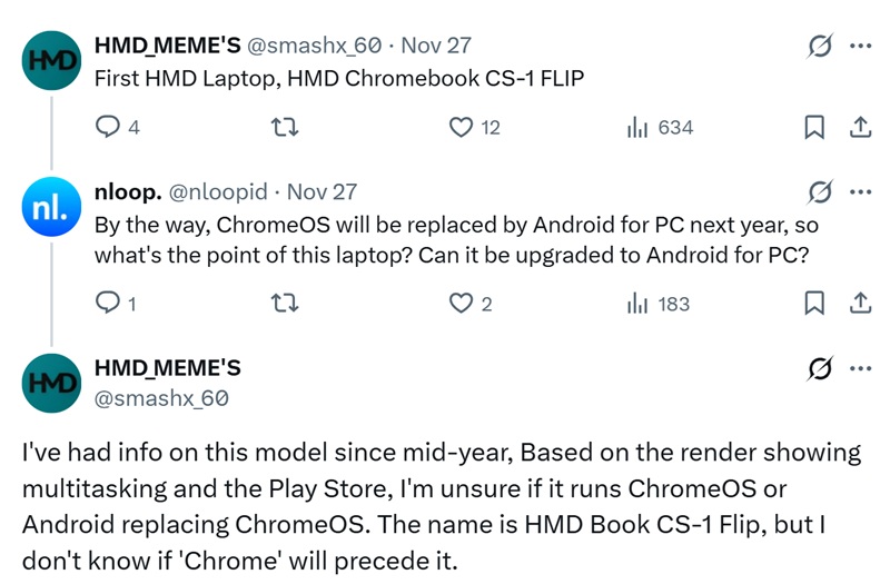 Концептуальное изображение ноутбука HMD (Chrome)Book CS-1 Flip