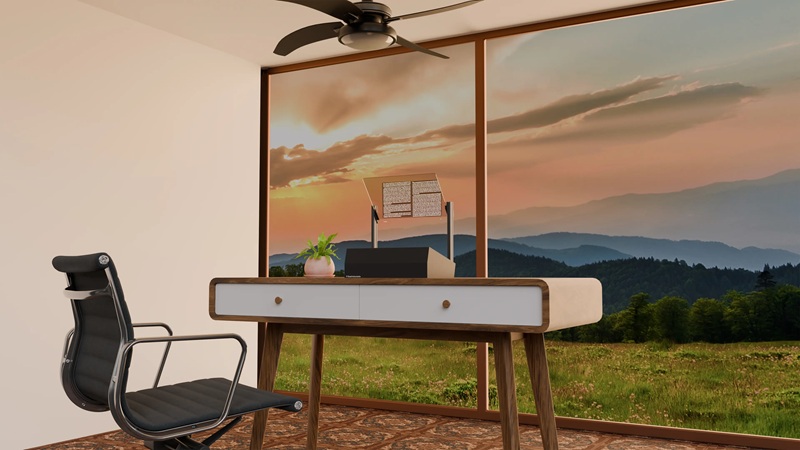 Transparent Phantom display against the backdrop of a sunset