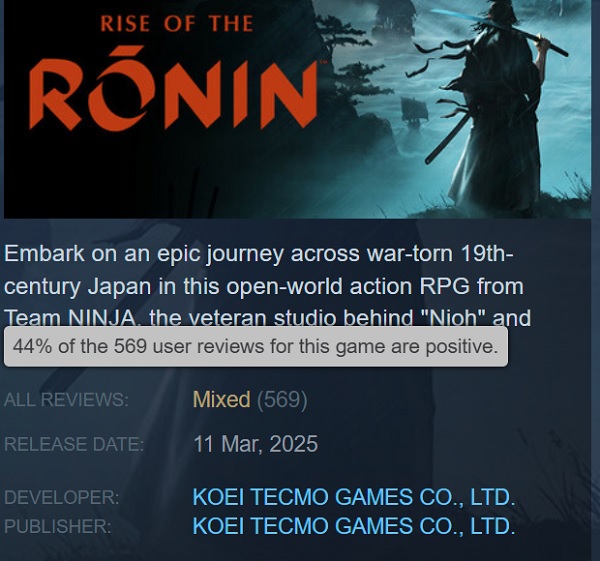 Capture d'écran du jeu d'action Rise of the Ronin