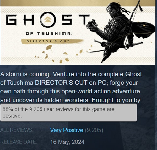 Ghost of Tsushima стала найуспішнішою одиночною грою Sony в Steam, обігнавши навіть God of War (2018)-2
