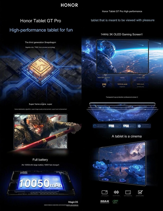 Honor presentará esta semana una nueva tableta gaming GT Pro con una gran pantalla OLED, procesador Snapdragon y sistema de audio avanzado-3