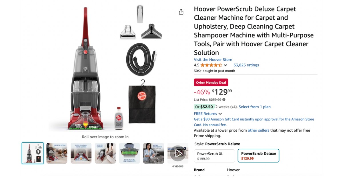 Hoover PowerScrub Deluxe Carpet Cleaner Machine - Now Limited $110 Discount!