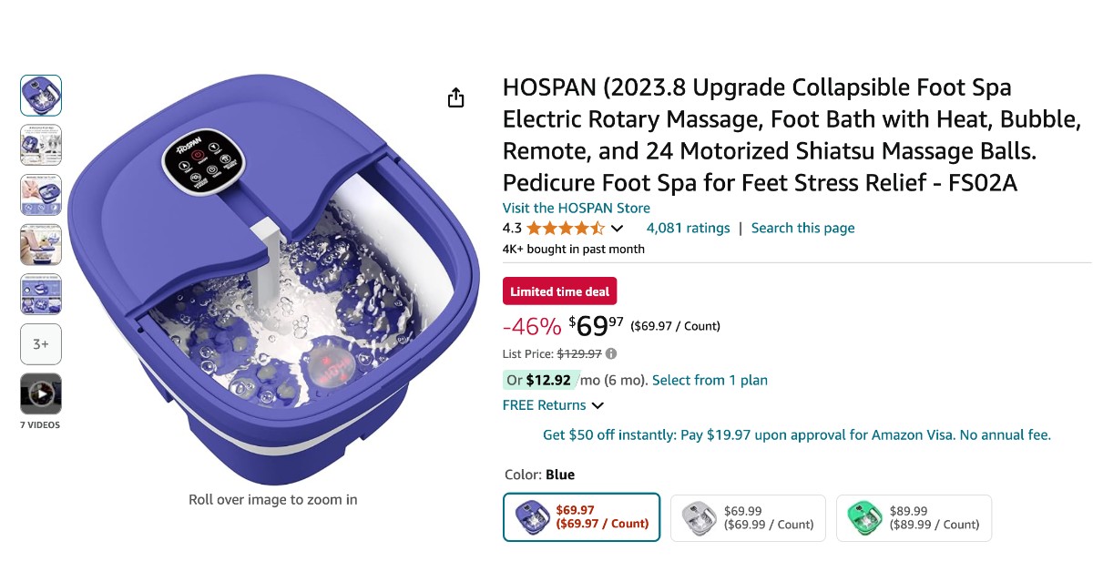 HOSPAN Electric Foot Spa Massage -  Limited time $60 Discount!