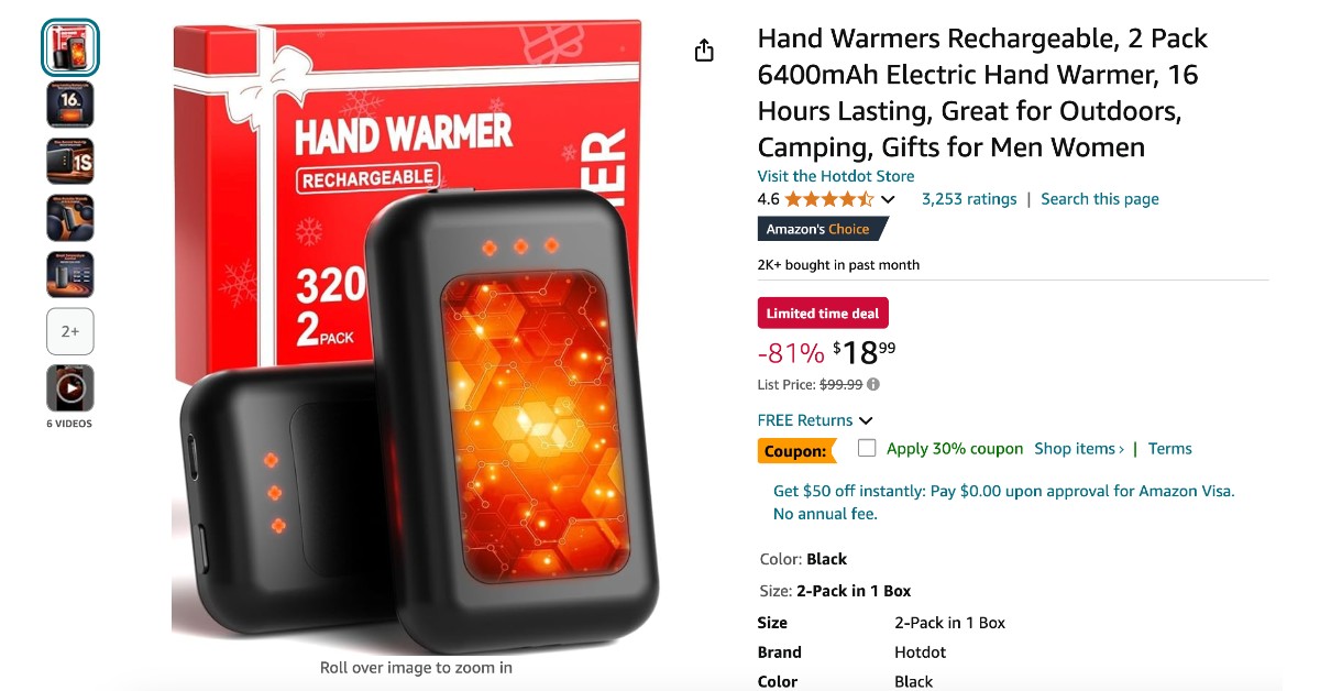 Hotdot Hand Warmers Rechargeable - $81 Off Limited Time Deal!