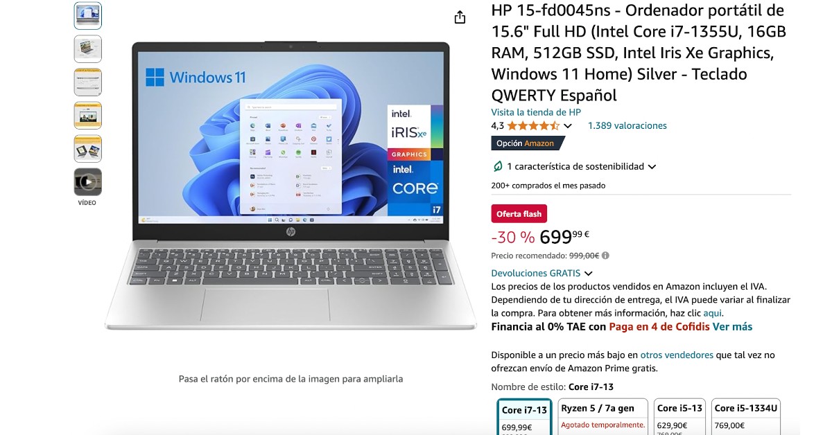 Portátil HP 15-fd0045ns con un descuento de 300€¡Note lo pierdas!