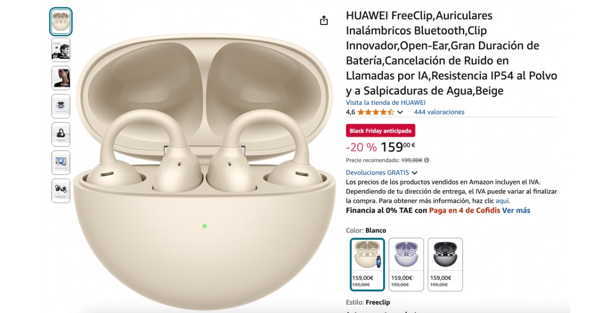 Auriculares inalámbricos Bluetooth HUAWEI FreeClip ¡40 euros de descuento! Oferta por tiempo limitado