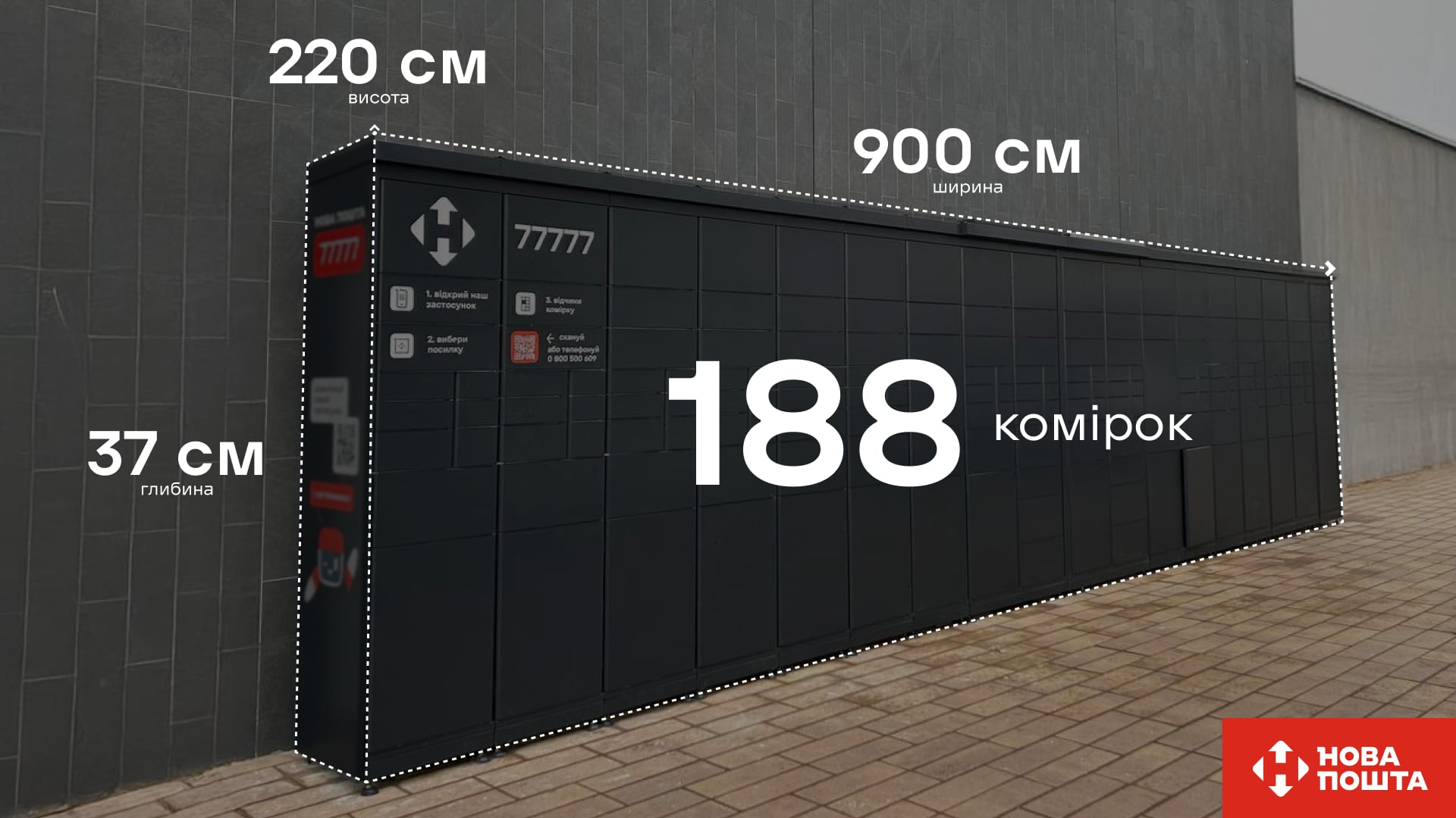 9-метровый мегапочтомат на 188 ячеек