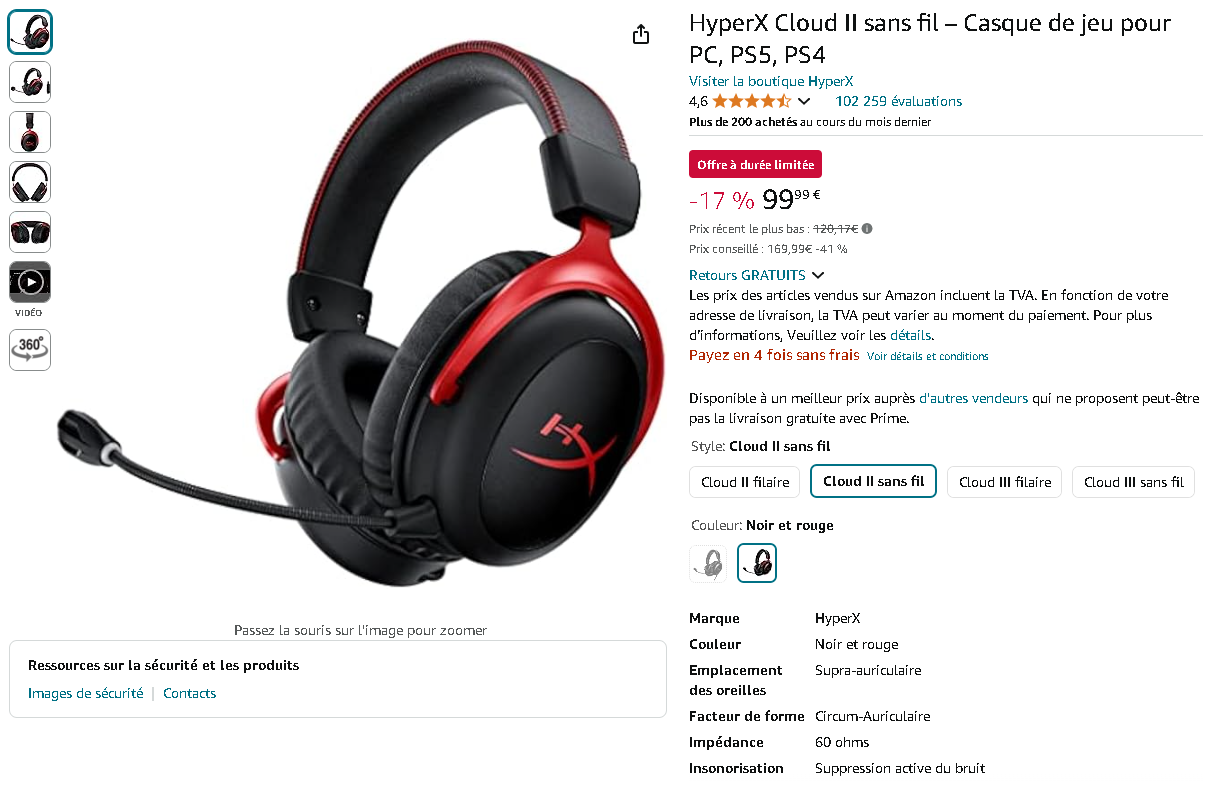 HyperX Cloud II casque gaming sans fil