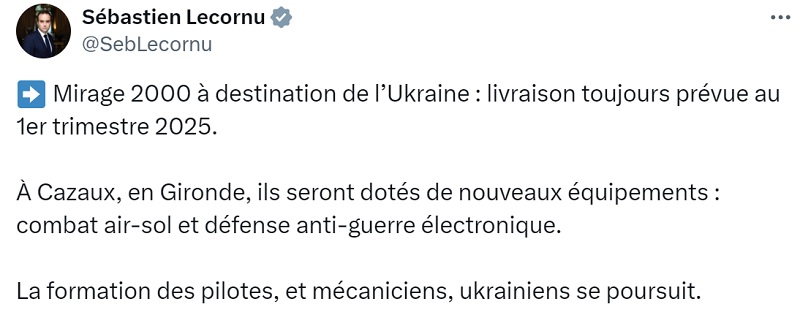 L'Ukraine recevra des Mirage 2000 au début de l'année 2025 : Le ministre français de la Défense indique les dates approximatives de livraison des avions-2