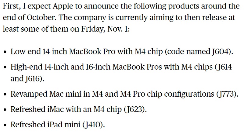 Insider revela cuándo Apple presentará nuevos modelos de MacBook con chips M4 y modelos de iPad mini 7-2