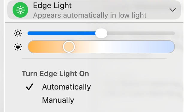 Photo demonstrating the Edge Light feature on macOS