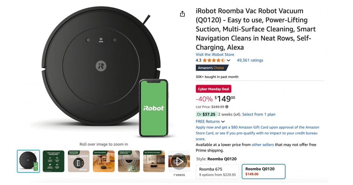 iRobot Roomba Vac Robot Vacuum Q0120 - $100 Discount! Limited time deal!