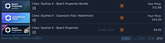È stata dura, ma ce l'hanno fatta: gli sviluppatori di Cities Skylines 2 hanno pubblicato il componente aggiuntivo Beach Properties come il peggior prodotto su Steam.-2